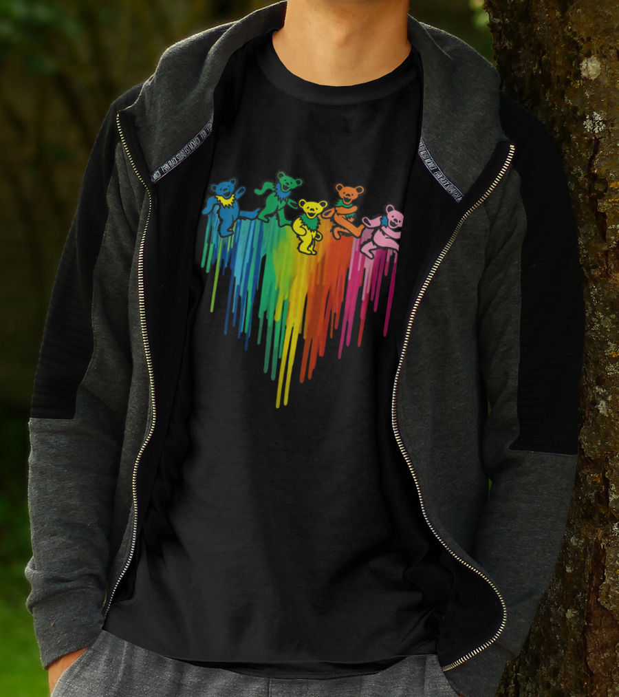 Grateful Dead Dancing Bear Rainbow Drip T-Shirt