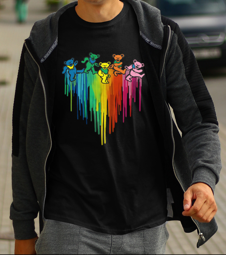 Grateful Dead Dancing Bear Rainbow Drip T-Shirt