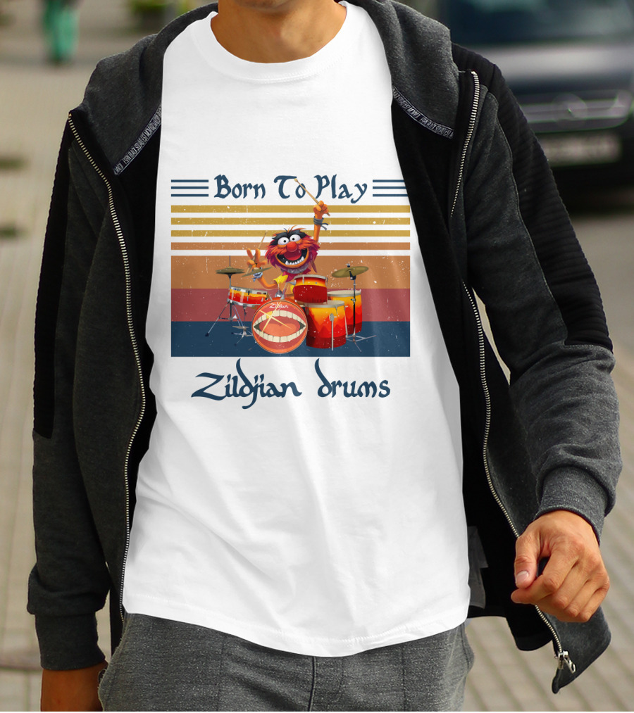 Born To Play Zildjian Drums Muppets Animal Vintage T-Shirt