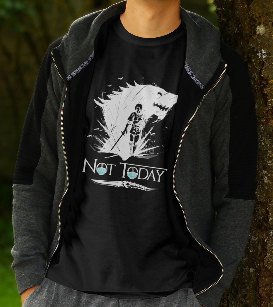Not Today Game Of Thrones Arya Mask Wolf Sword T-Shirt