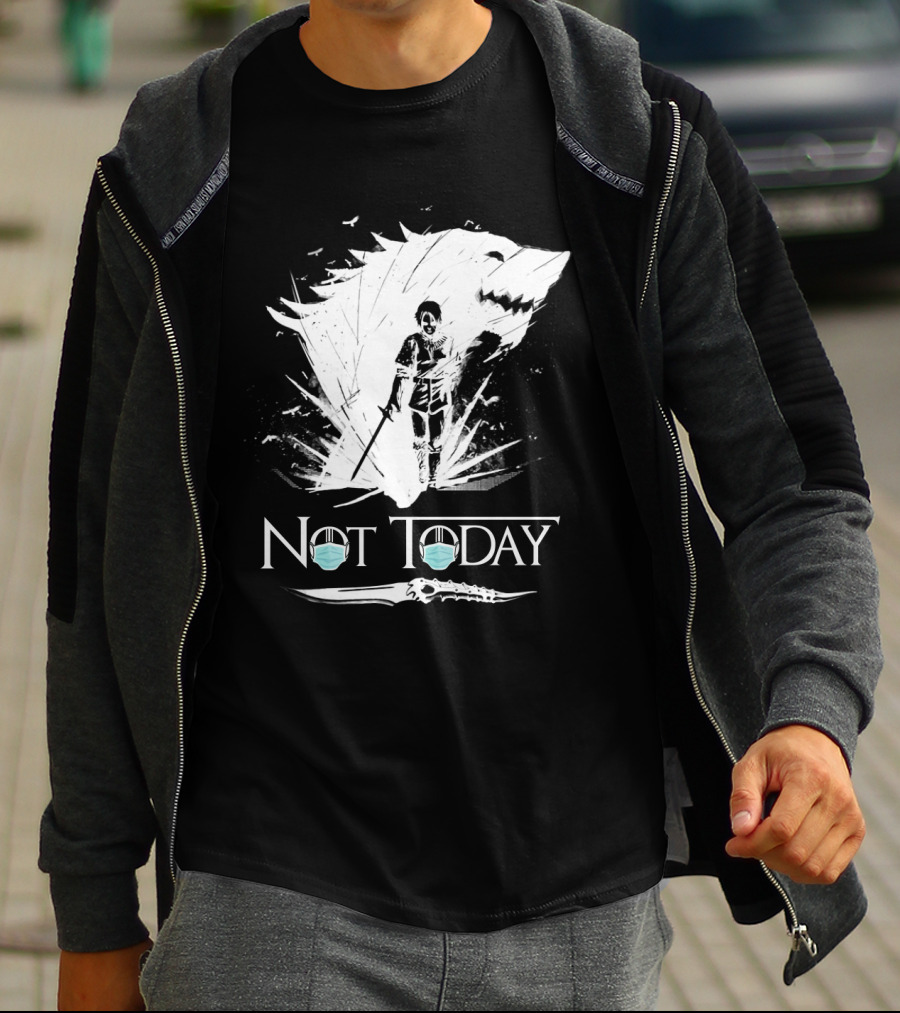 Not Today Game Of Thrones Arya Mask Wolf Sword T-Shirt
