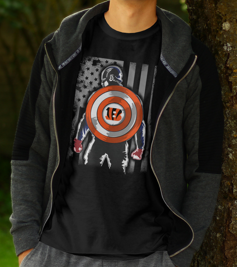 Cincinnati Bengals Captain America Shield T-Shirt