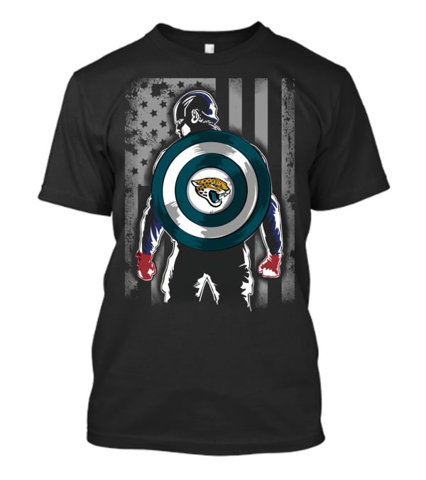Jacksonville Jaguars Captain America USA Flag Shield T-Shirt