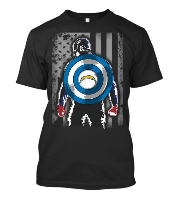 Los Angeles Chargers Captain America Shield American Flag T-Shirt