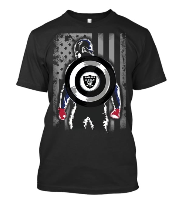 Raiders Captain America Shield American Flag T-Shirt