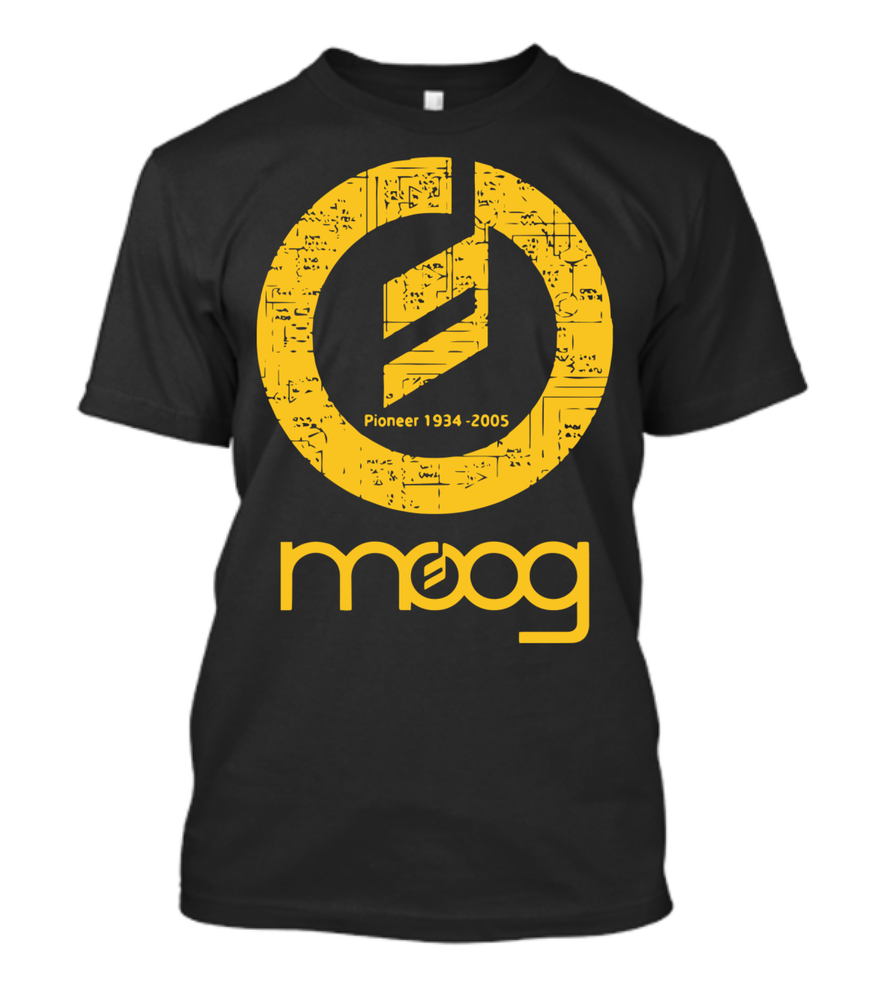 MOOG Pioneer 1934-2005 Yellow Circuitry T-Shirt
