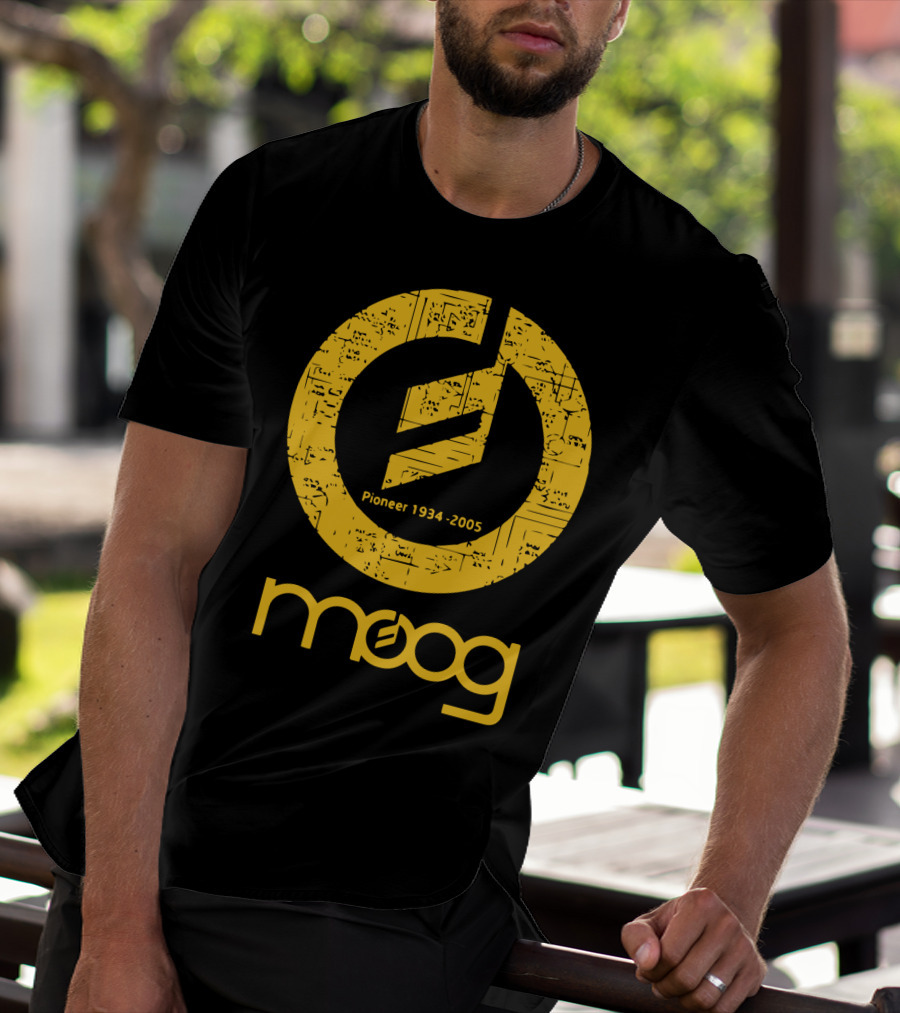 MOOG Pioneer 1934-2005 Yellow Circuitry T-Shirt