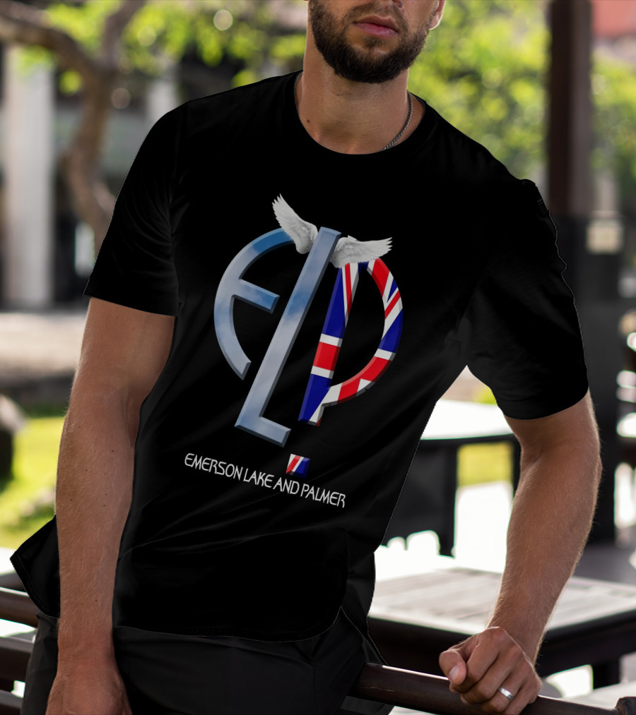 Emerson Lake And Palmer ELP Logo With Union Jack And Wings T-Shirt