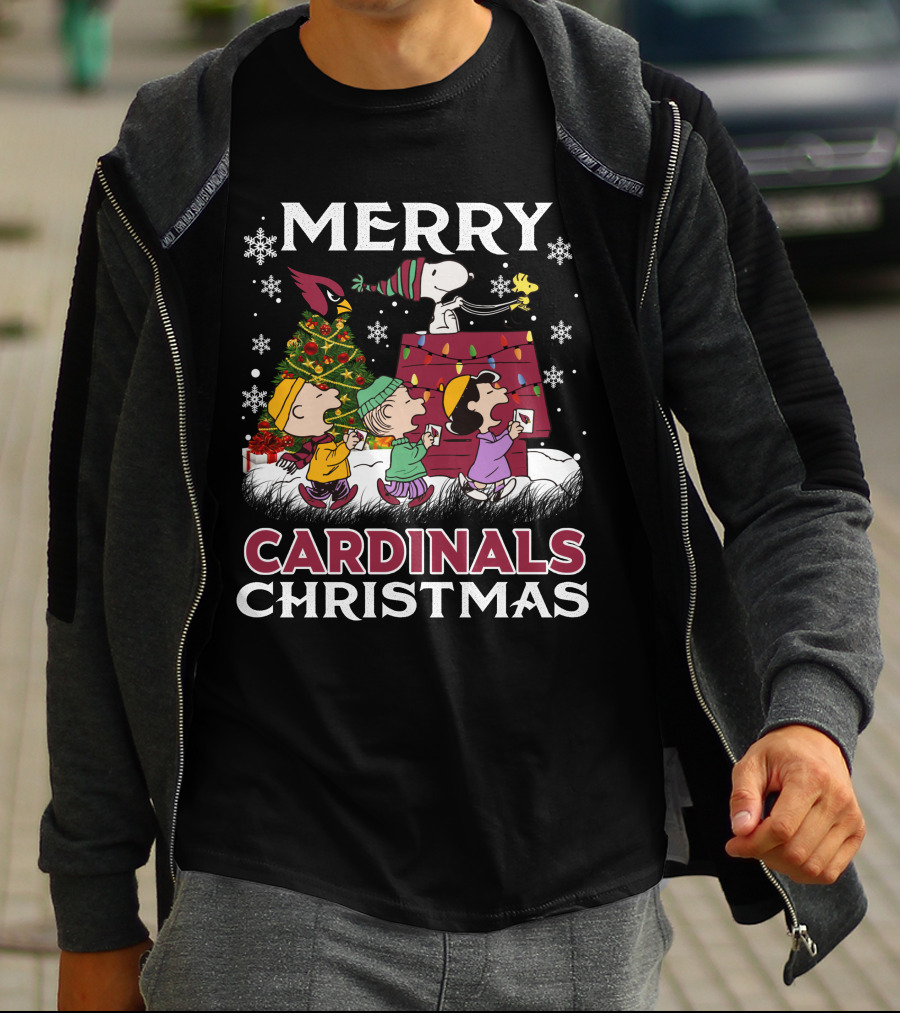 Merry Cardinals Christmas Snoopy And Friends Peanuts Holiday T-Shirt