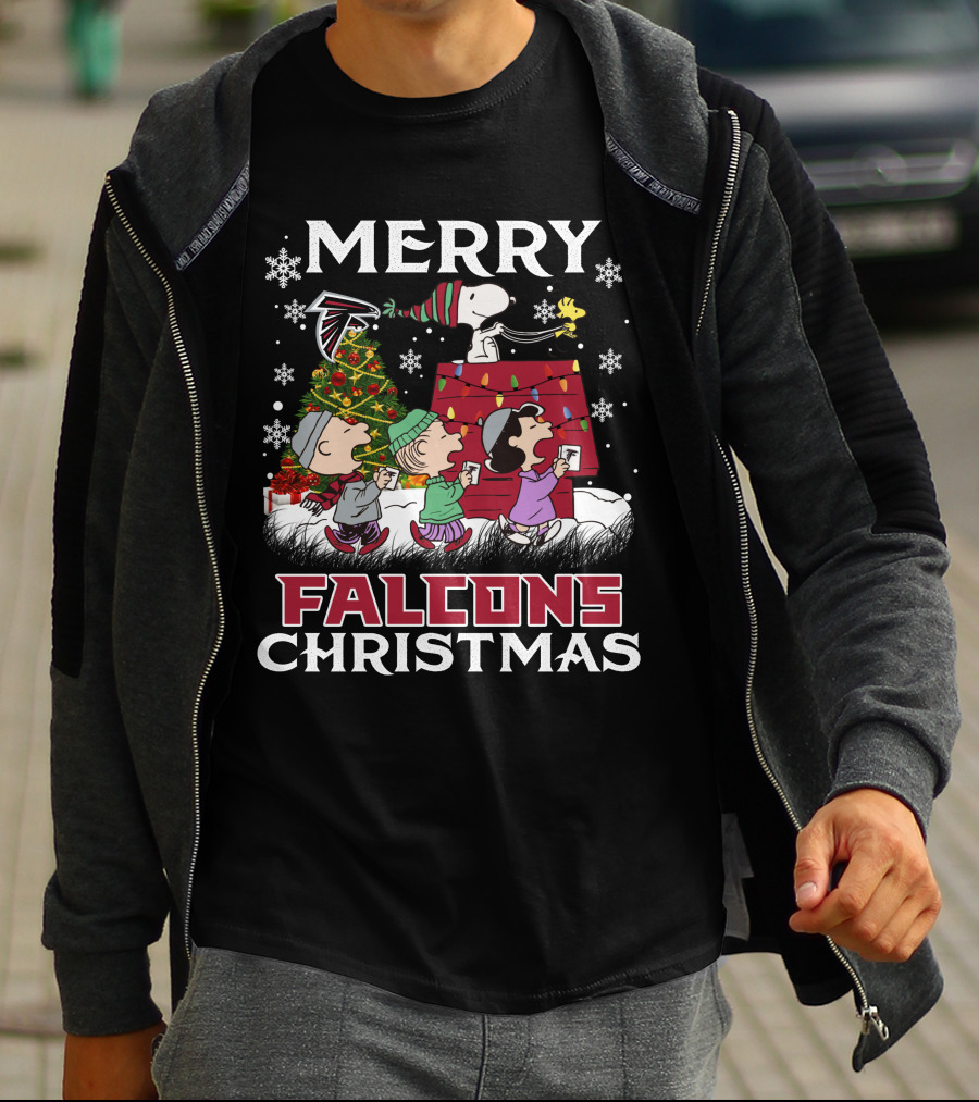Merry Falcons Christmas Atlanta Snoopy T-Shirt