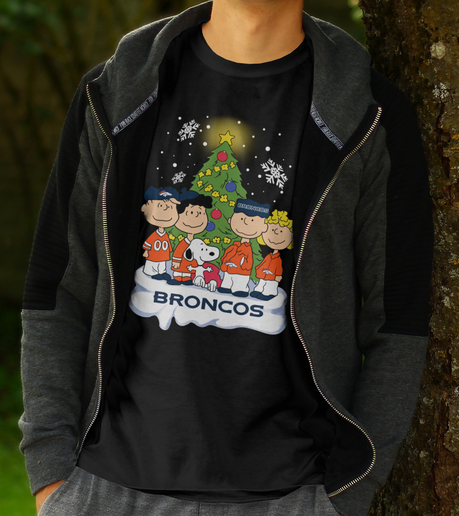 Broncos Christmas Snoopy And Peanuts Characters Holiday T-Shirt