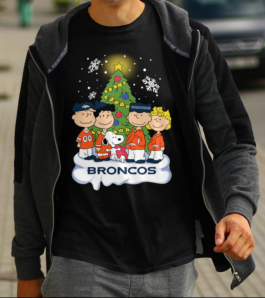 Broncos Christmas Snoopy And Peanuts Characters Holiday T-Shirt