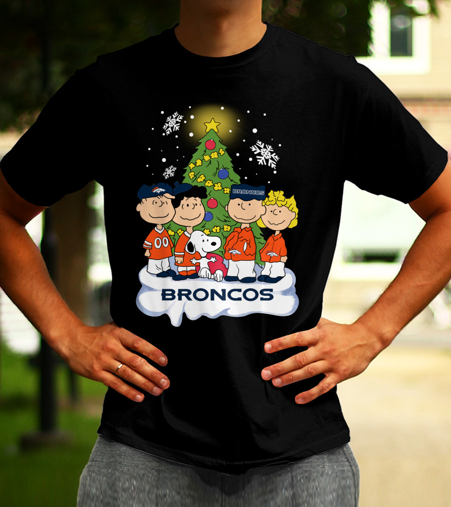 Broncos Christmas Snoopy And Peanuts Characters Holiday T-Shirt