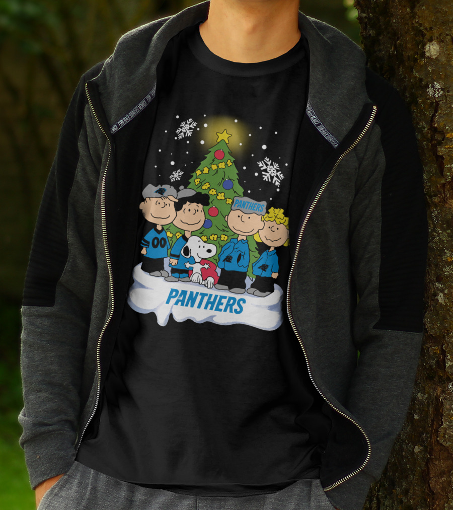 Panthers Snoopy Christmas Peanuts Characters T-Shirt