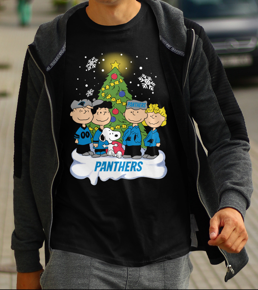 Panthers Snoopy Christmas Peanuts Characters T-Shirt