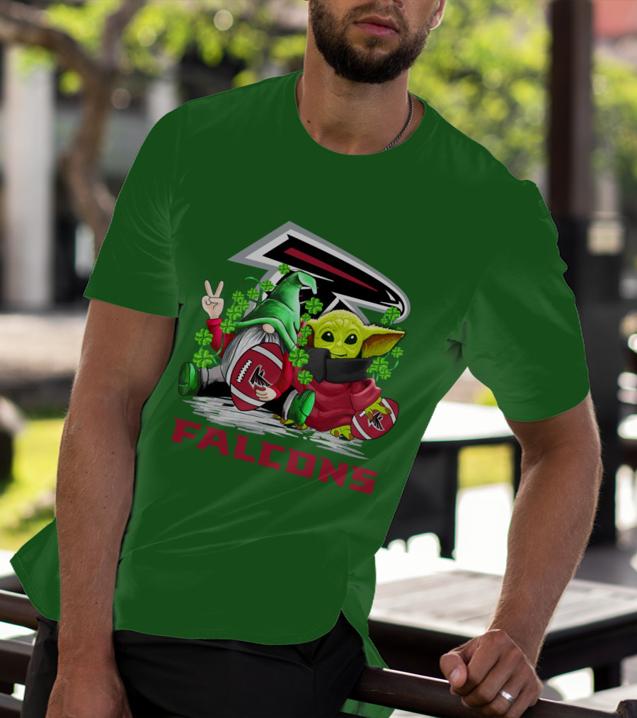 Atlanta Falcons St. Patrick's Day Football Gnome And Baby Alien T-Shirt