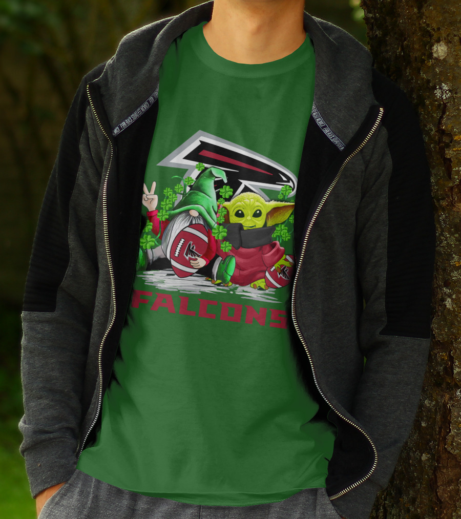 Atlanta Falcons St. Patrick's Day Football Gnome And Baby Alien T-Shirt