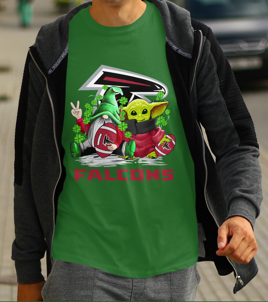 Atlanta Falcons St. Patrick's Day Football Gnome And Baby Alien T-Shirt