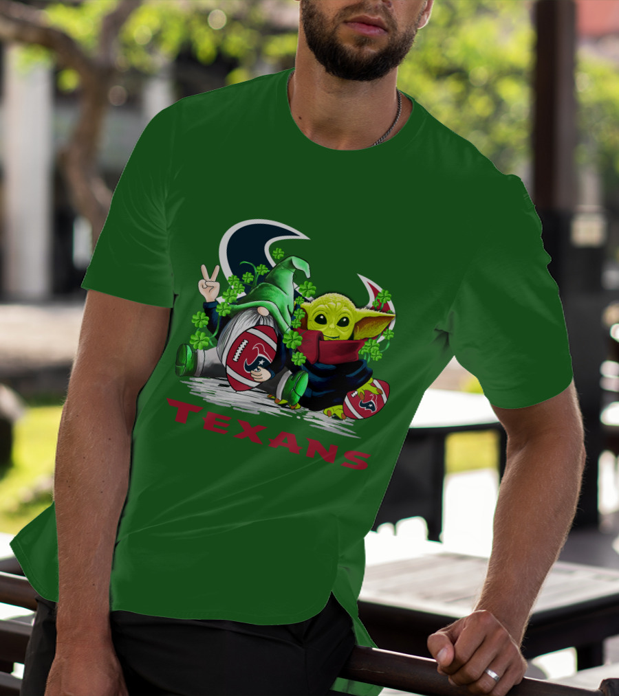 Houston Texans Football Patrick’s Day Clover Gnome And Alien T-Shirt