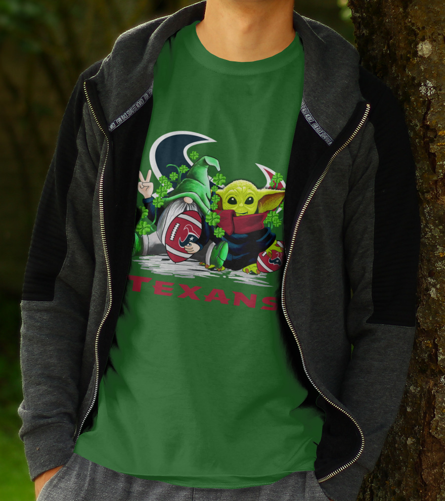 Houston Texans Football Patrick’s Day Clover Gnome And Alien T-Shirt