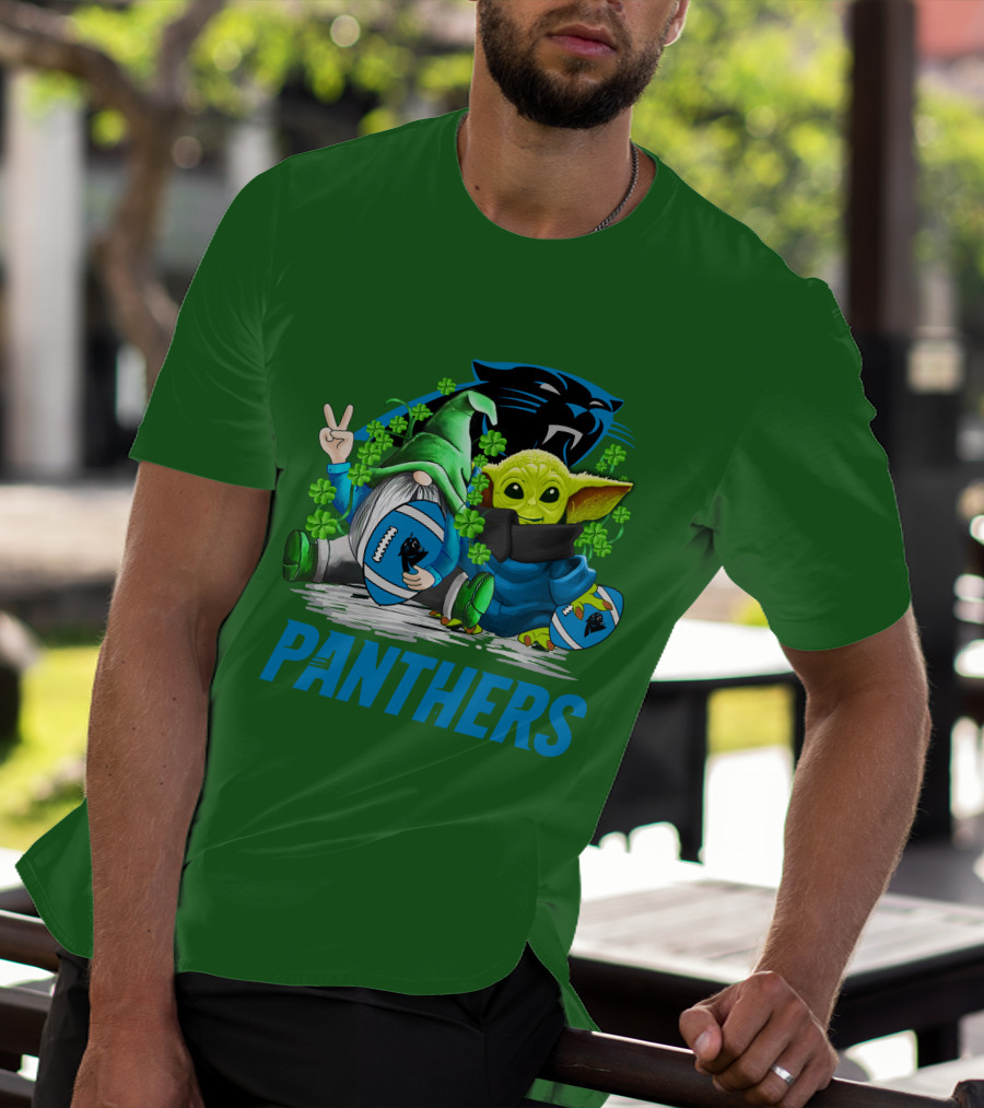Panthers St. Patrick’s Day Football Gnome And Baby Alien T-Shirt