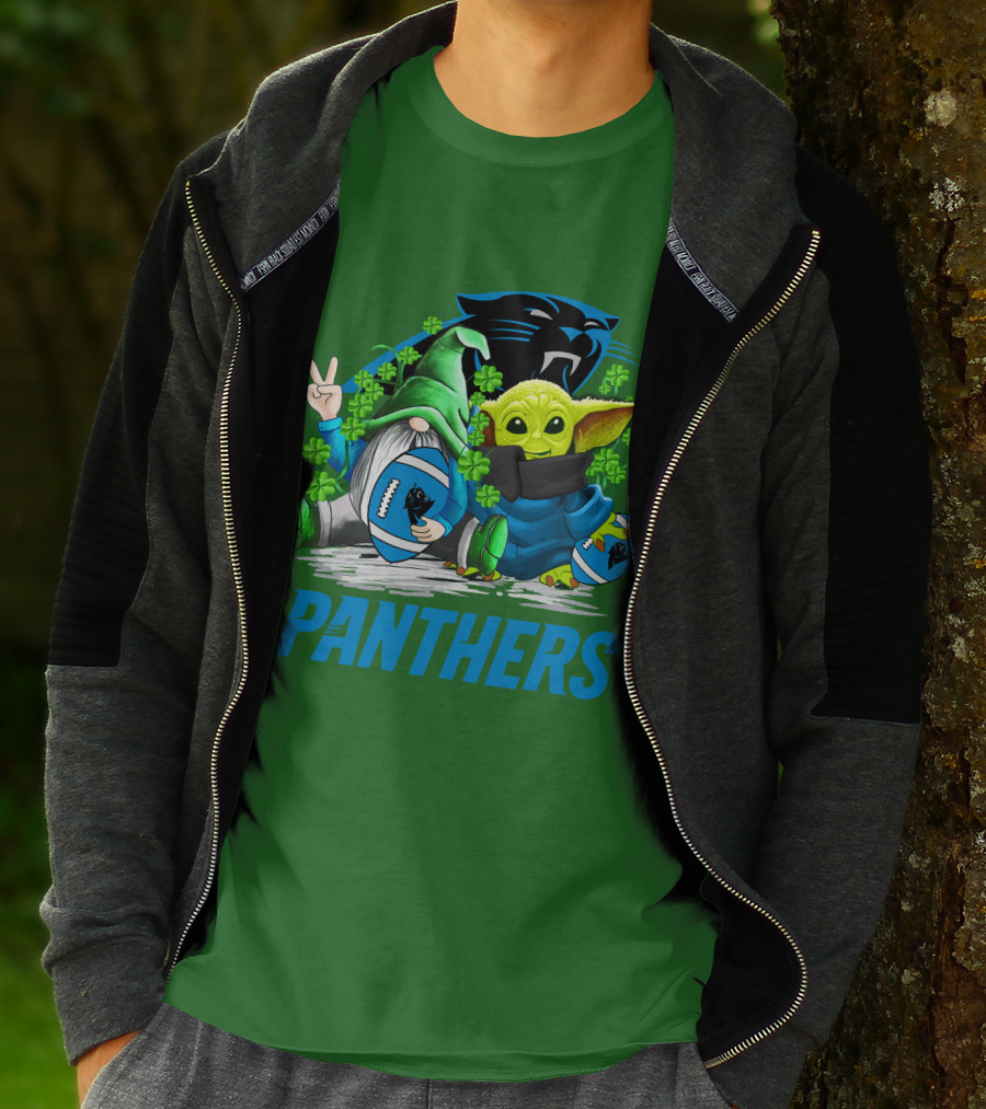 Panthers St. Patrick’s Day Football Gnome And Baby Alien T-Shirt