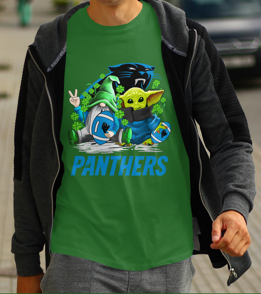 Panthers St. Patrick’s Day Football Gnome And Baby Alien T-Shirt