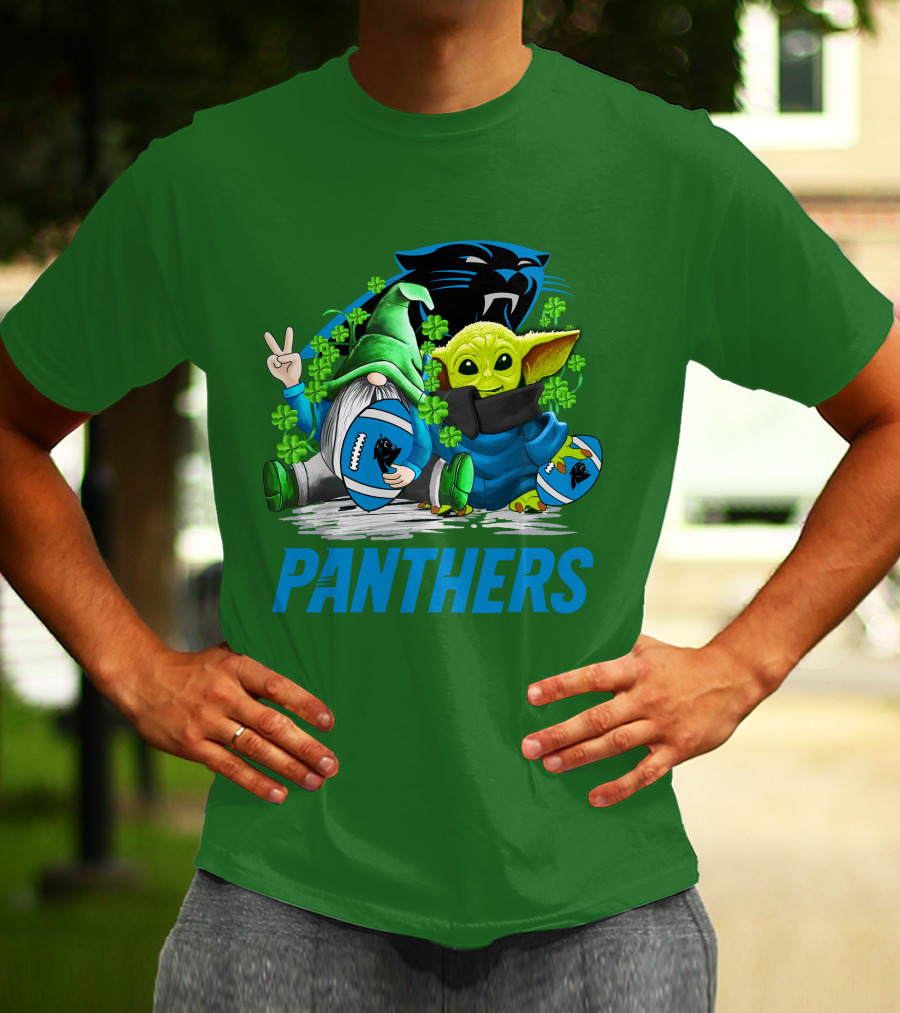 Panthers St. Patrick’s Day Football Gnome And Baby Alien T-Shirt