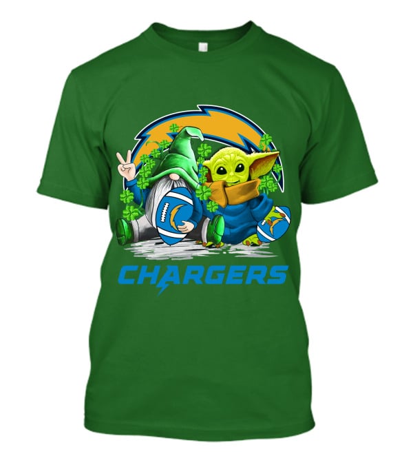 Los Angeles Chargers St. Patrick’s Day Football Gnome And Baby Alien T-Shirt