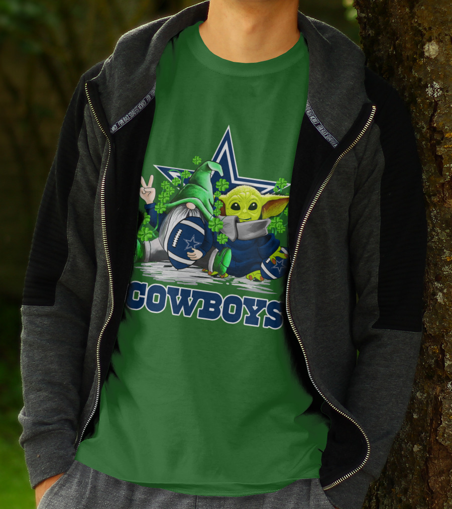 Cowboys Gnome Baby Yoda Football St. Patrick's Day T-Shirt