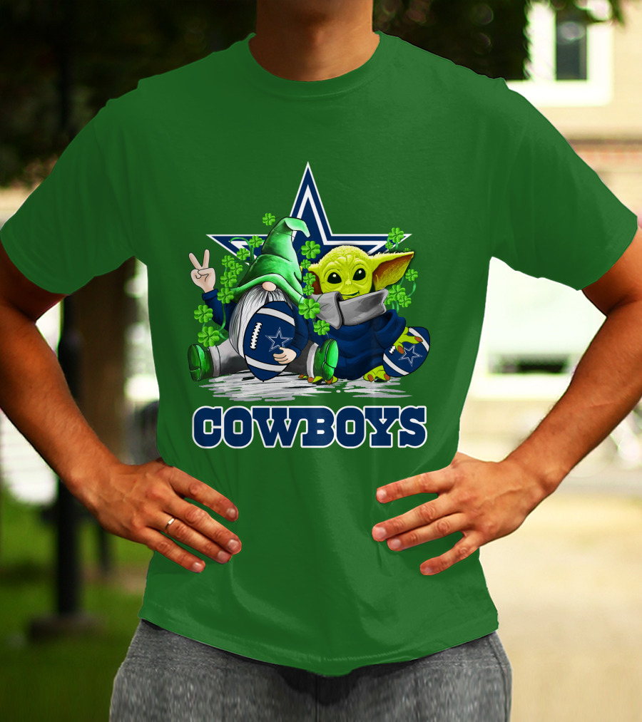 Cowboys Gnome Baby Yoda Football St. Patrick's Day T-Shirt