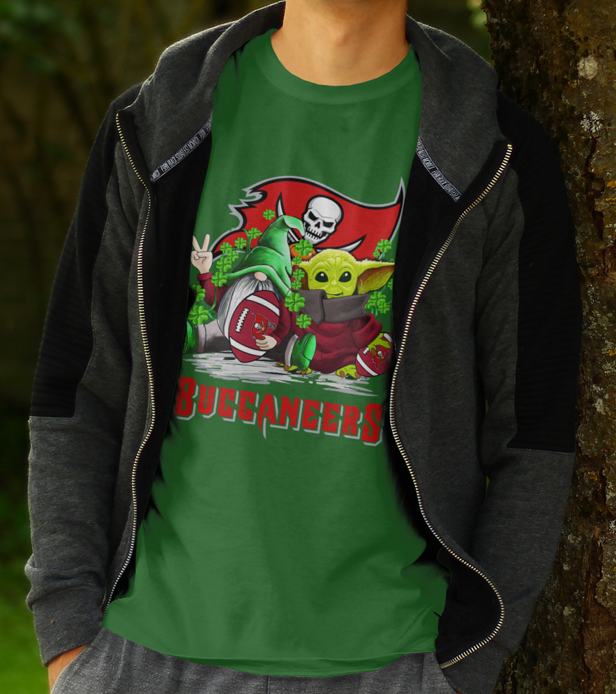 Buccaneers St. Patrick's Day With Gnome And Baby Alien Football T-Shirt