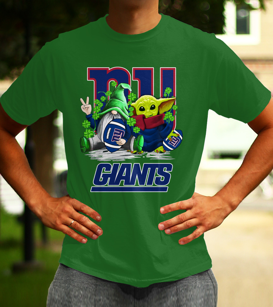 New York Giants Football St. Patrick's Day Gnome And Yoda T-Shirt