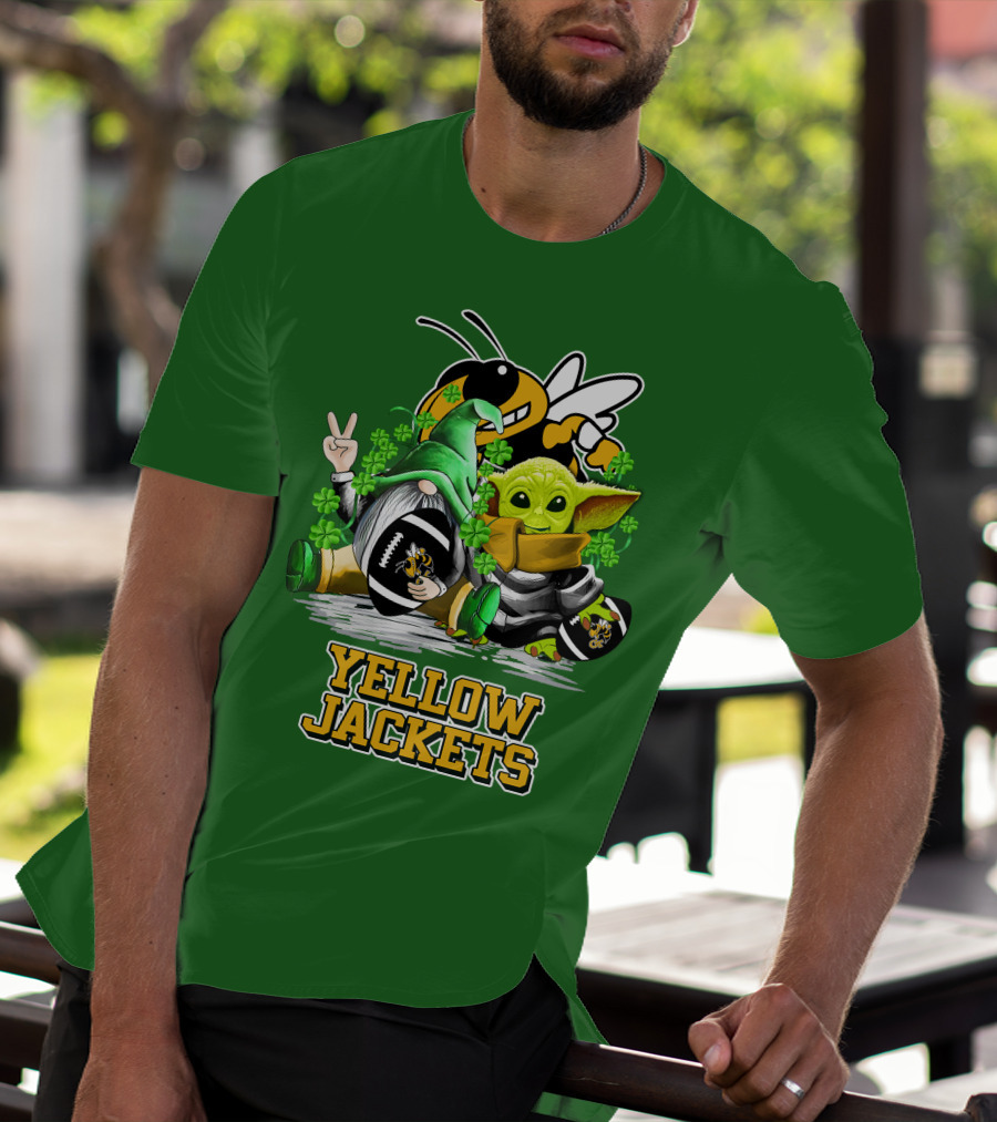 Georgia Tech Yellow Jackets St. Patrick’s Day Football Gnome And Green Baby Character T-Shirt