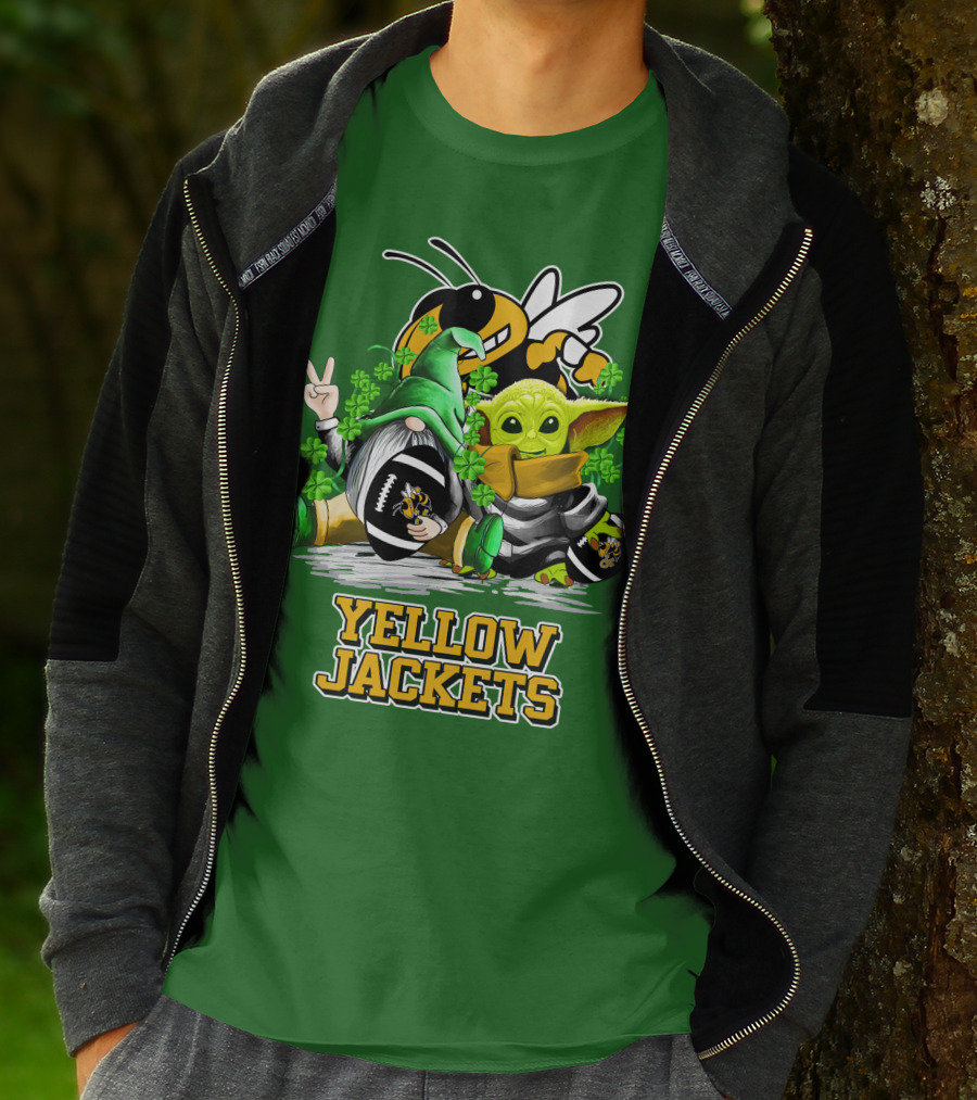 Georgia Tech Yellow Jackets St. Patrick’s Day Football Gnome And Green Baby Character T-Shirt