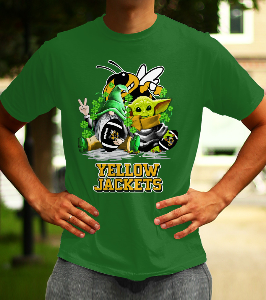 Georgia Tech Yellow Jackets St. Patrick’s Day Football Gnome And Green Baby Character T-Shirt