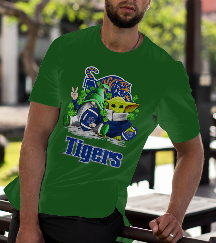 Memphis Tigers Football St. Patrick's Day Gnome And Child Icons T-Shirt