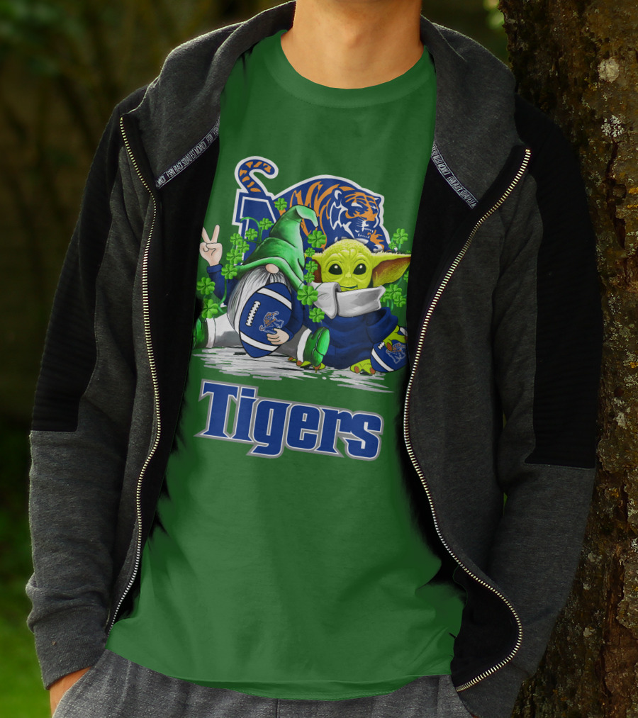 Memphis Tigers Football St. Patrick's Day Gnome And Child Icons T-Shirt