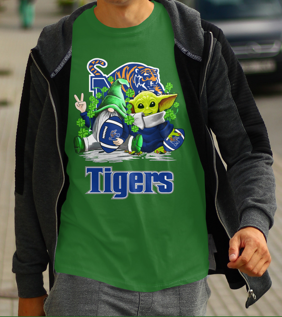 Memphis Tigers Football St. Patrick's Day Gnome And Child Icons T-Shirt
