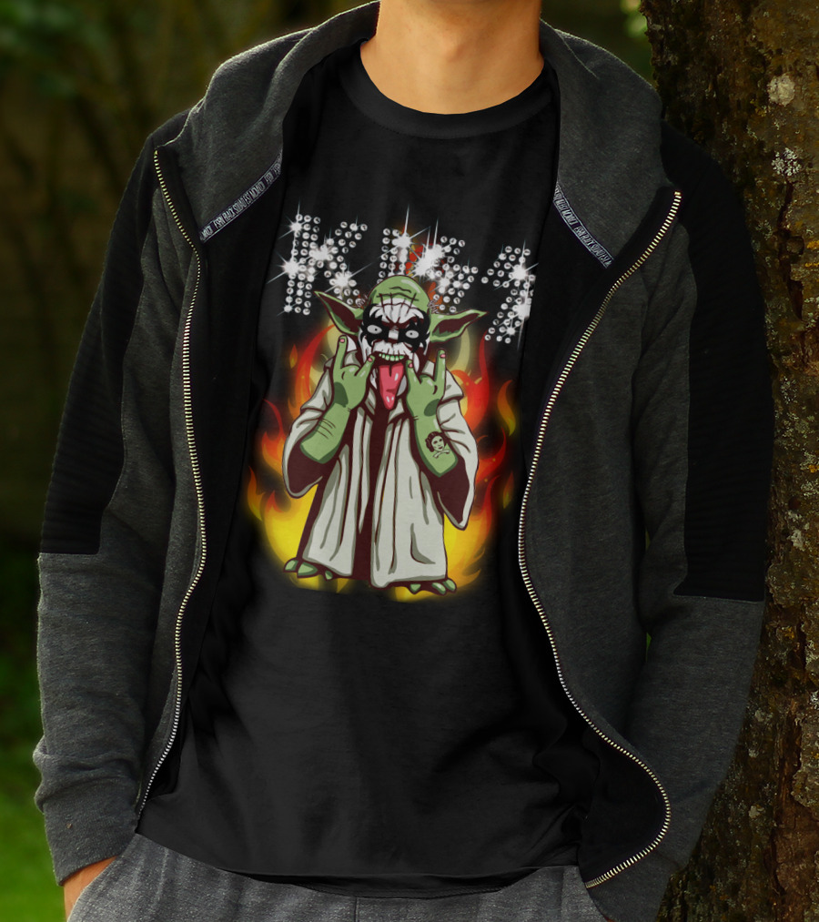 Yod1 Star Wars KISS Mashup With Flames T-Shirt