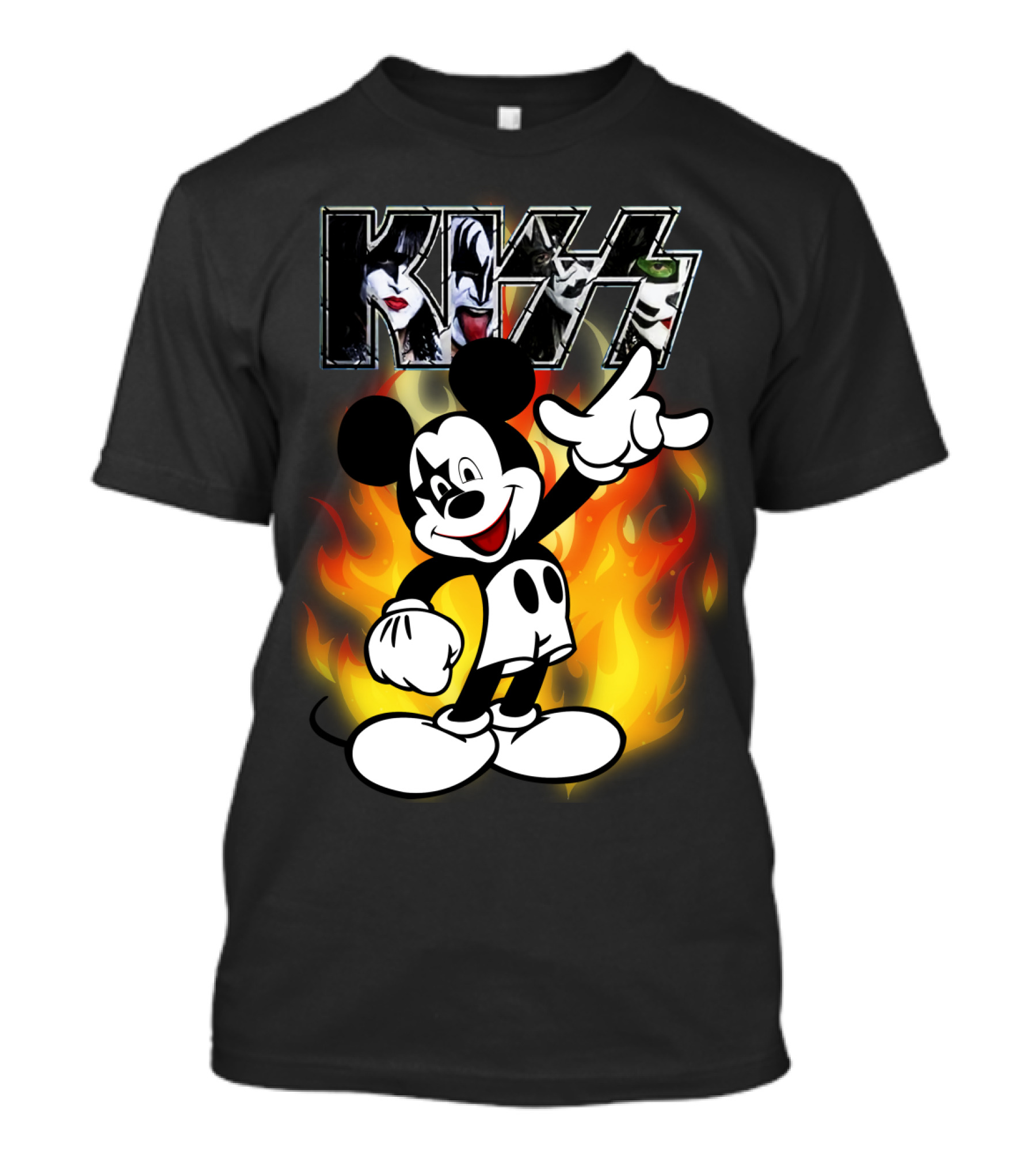 KISS Mickey Mouse Fire T-Shirt