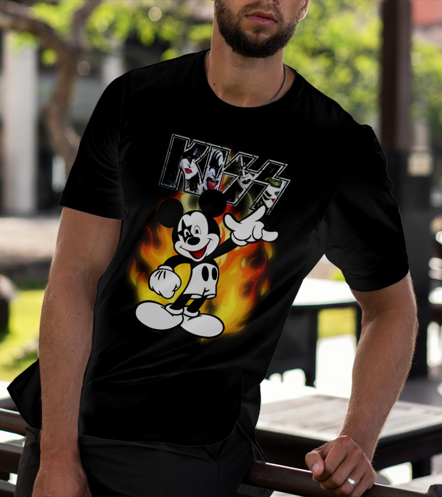 KISS Mickey Mouse Fire T-Shirt