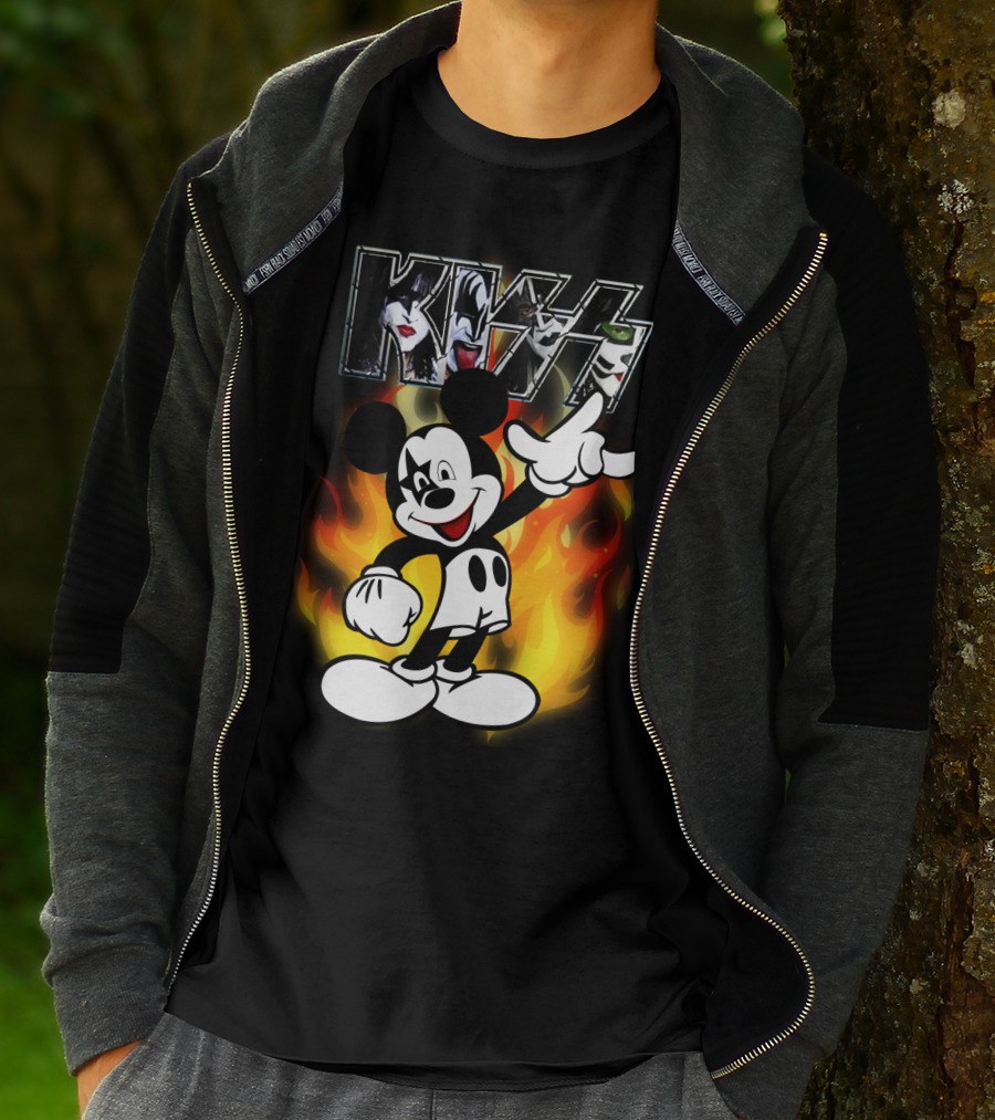KISS Mickey Mouse Fire T-Shirt