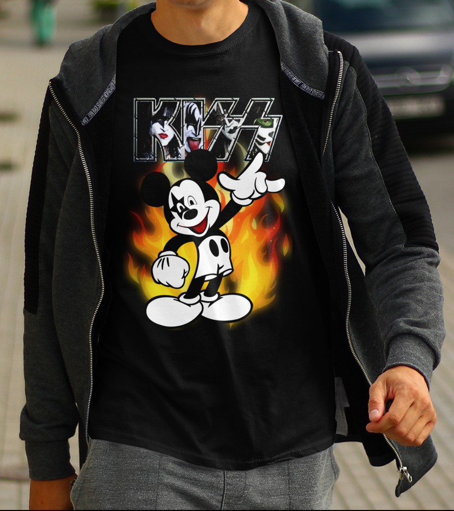 KISS Mickey Mouse Fire T-Shirt