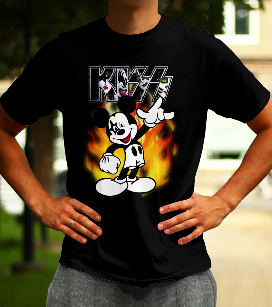 KISS Mickey Mouse Fire T-Shirt