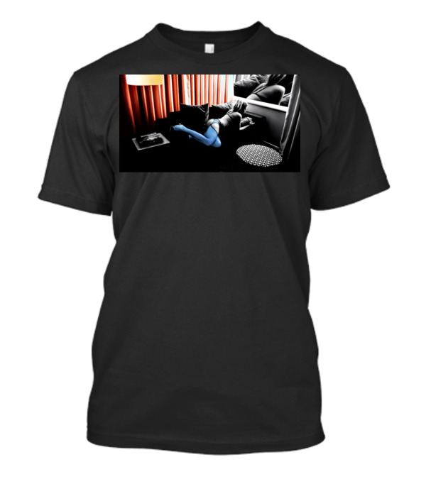 Retro Room Scene With Blue Stockings And Red Curtains T-Shirt