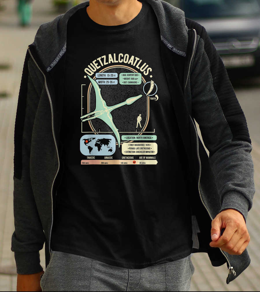 Quetzalcoatlus Dinosaur Facts Science Anatomy Serpent God Cretaceous Extinction North America History T-Shirt