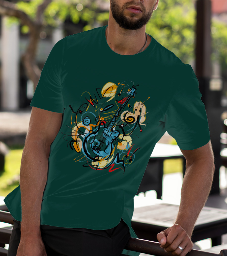 Guitar Music Love Vibrant Abstract Composition T-Shirt