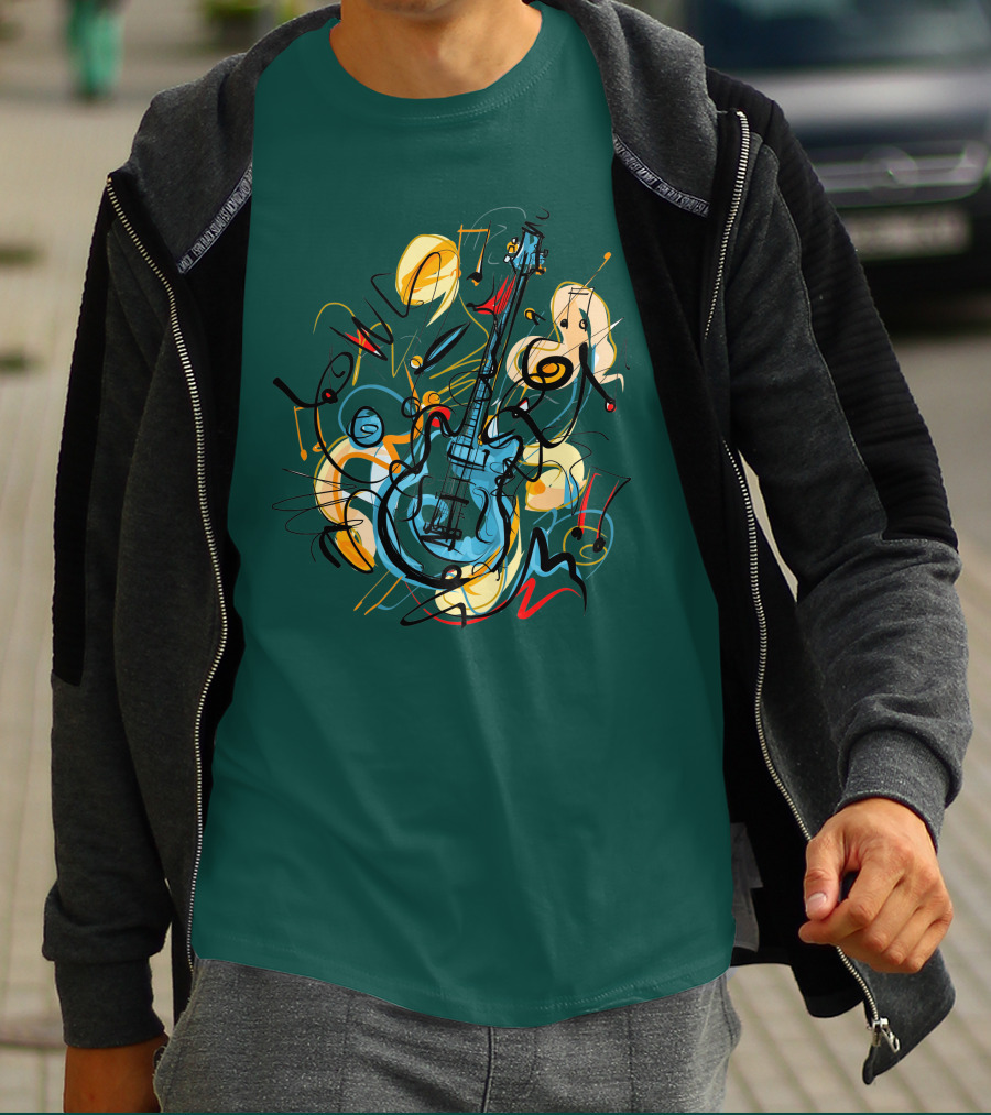 Guitar Music Love Vibrant Abstract Composition T-Shirt