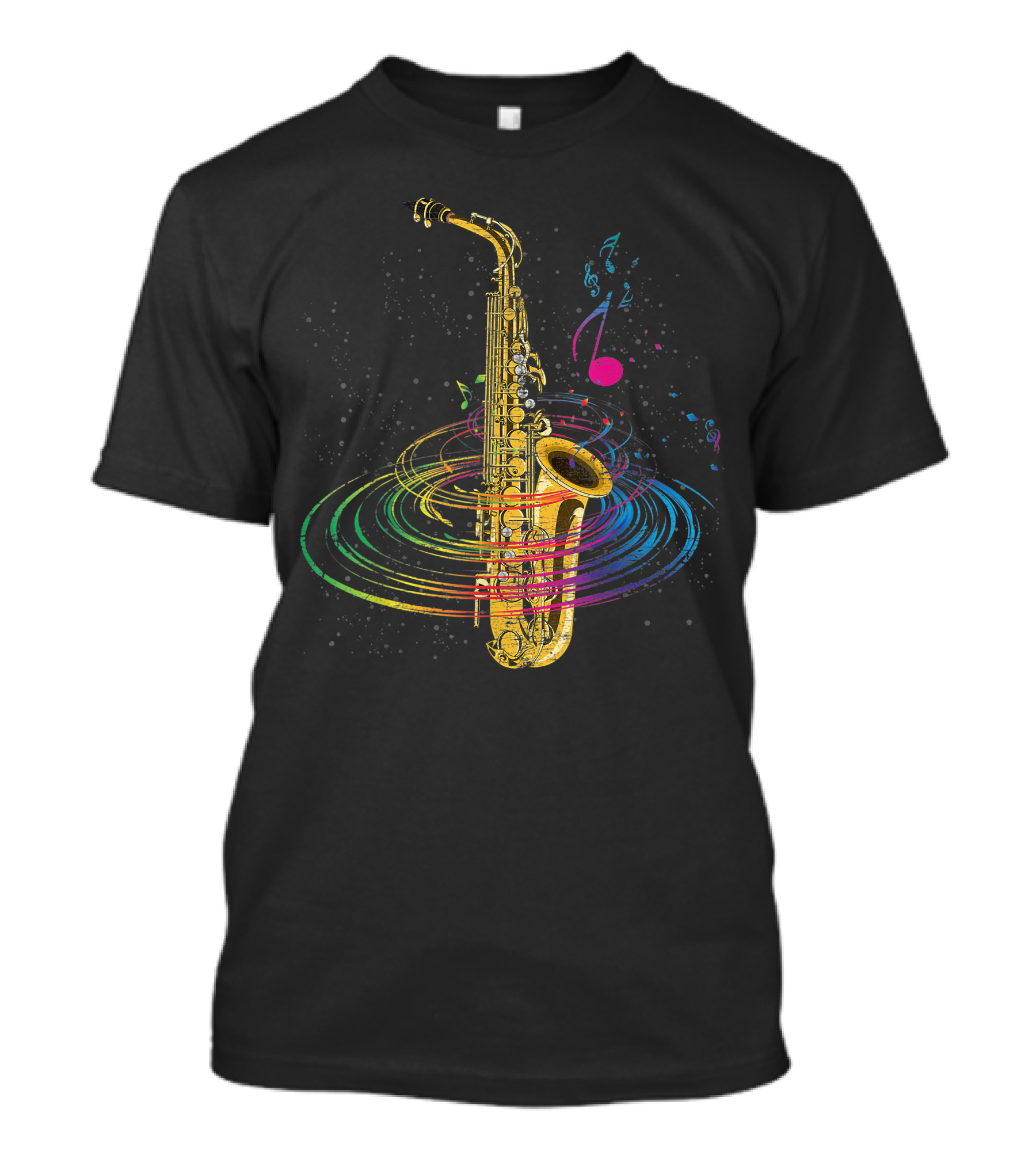 Music Notes Colorful Saxophone Vortex T-Shirt